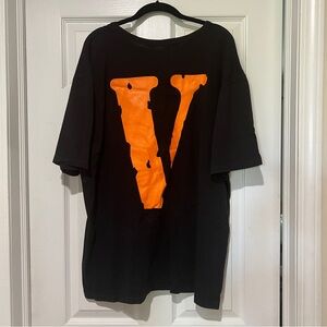 Black T-Shirt with Orange V Logo